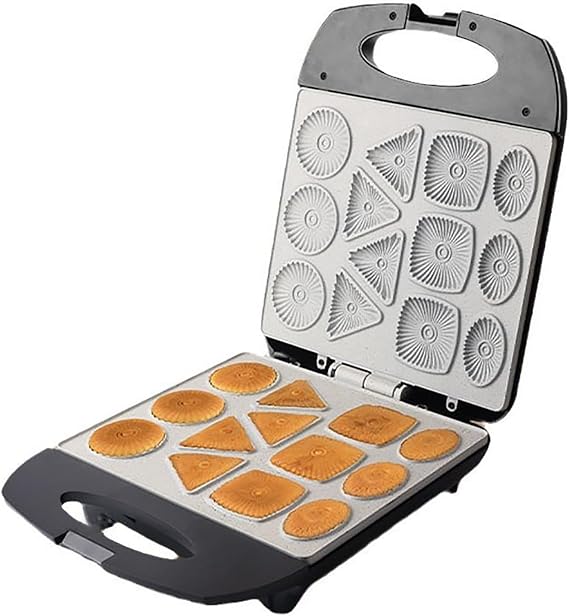 1400W Cookies Maker, Non-Stick Mini Waffle Biscuit Maker, Double-sided Heating/Make 4 Different Shaped Pancakes/Makes 13 Cookies, for Snacks, Desserts