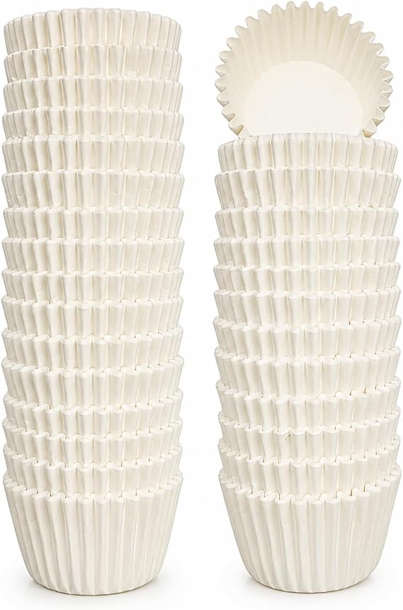 Non-stick 500 Count White Mini Cupcake Liners for Baking, Food-grade Cupcake Wrapper, Greaseproof Parchment Muffin Liners,Baking Cups for Cupcakes, Muffins, Nuts