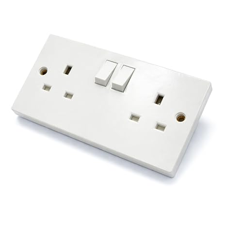 Status 13A Double Gang Switched Wall Socket, UK Plug Socket Faceplate, White, S2G13AWSX4