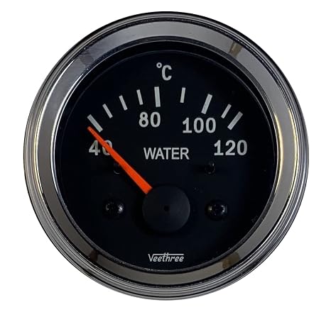 Water Temp Gauge Electrical (Chrome Bezel/Black dial) with Sender