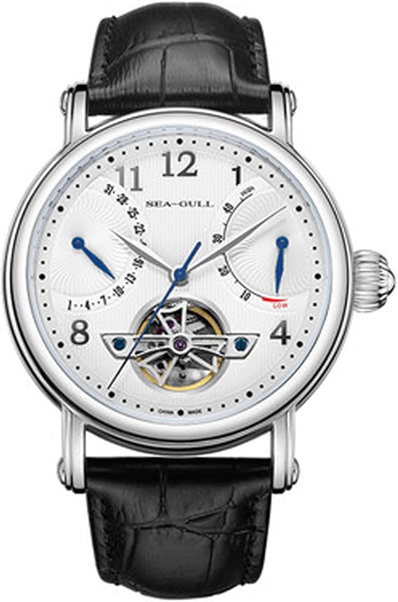 SEA-GULL 2021 Seagull Watch Men's Automatic Mechanical Watch Multi-Function Hollow Flywheel Waterproof Leather Watch