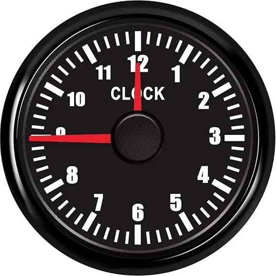 KAOLALI Clock Meter Gauges Auto Clock 0-12 Hours Format High Accuracy with Blacklight for Marine Boat Yacht Car 52mm(2'') 12/24V