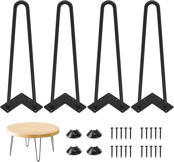 Genius Iron Hairpin Table Legs 16 inch, Black, 4 PCS