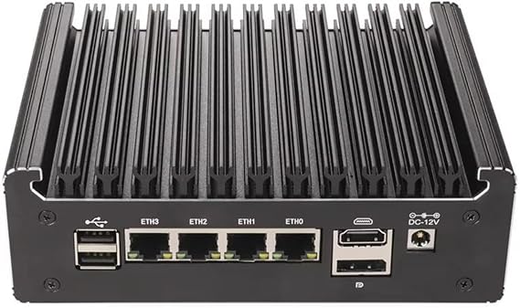 Solid Fanless Firewall Mini PC,6405U Small Case,4x i226-V 2.5G LANs,No Ram No Storage,Home Server DDR4 NVMe Type-C AES-NI,Desktop computer