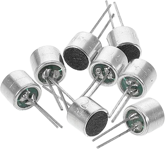 8pcs 6050 Pin Microphone Microphones Mini Polycarbonate Split Transducer Sensor Accessories Mini Electret Condenser Mic Silver Aluminum