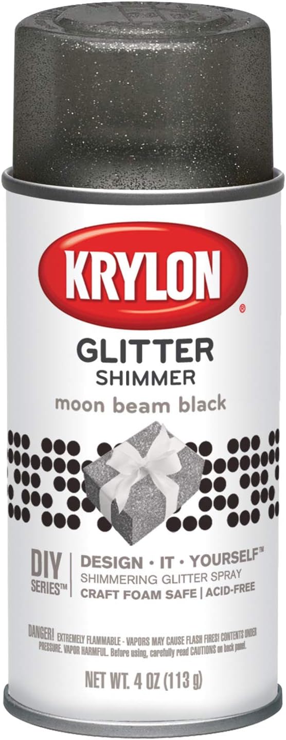 Krylon I00410000 Moon Beam Black Glitter Shimmer Spray, 4 Ounces