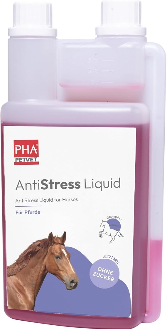 pha Horse Dietary Supplement to Support Load Tension & Stress – Stress Liquid 1000 ml From Germany Anti-Stress for Transport & Training with Vitamin B12 Magnesium Calcium Zinc & Tryptophan 1 Litre