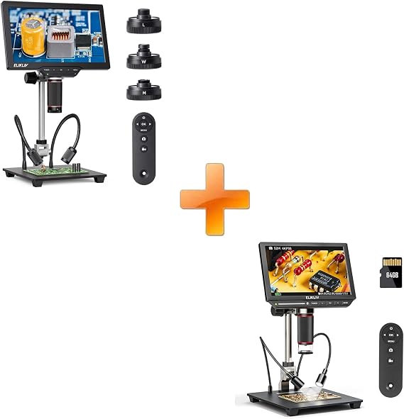 Elikliv 4K Soldering Digital Microscope: TL301 Max Magnetic 3-Lens Coin Microscope Magnifier with 10.1"+4K Digital Microscope, Elikliv EM4K 8" Coin Microscopes 2000x