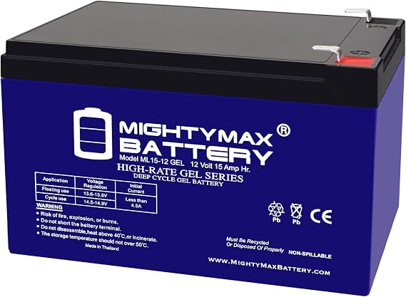 Mighty Max Battery 12V 15AH GEL F2 Replacement Battery Compatible with CSB EVH12150, EVH 12150