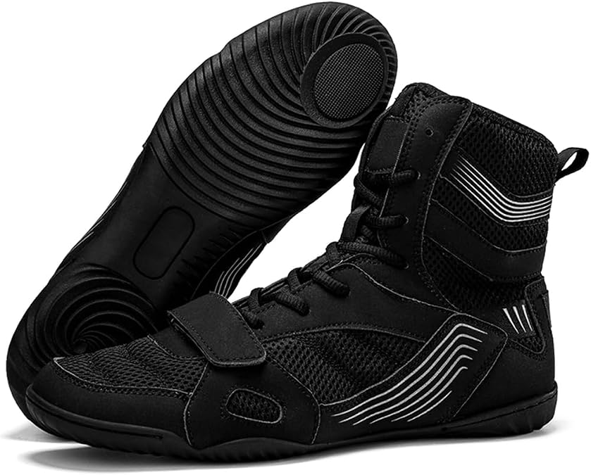 Men's High Top Boxing Shoes Wrestling Boots Lightweight Breathable for Weightlifting, Bodybuilding, Deadlift Powerlifting Gym Sports Training