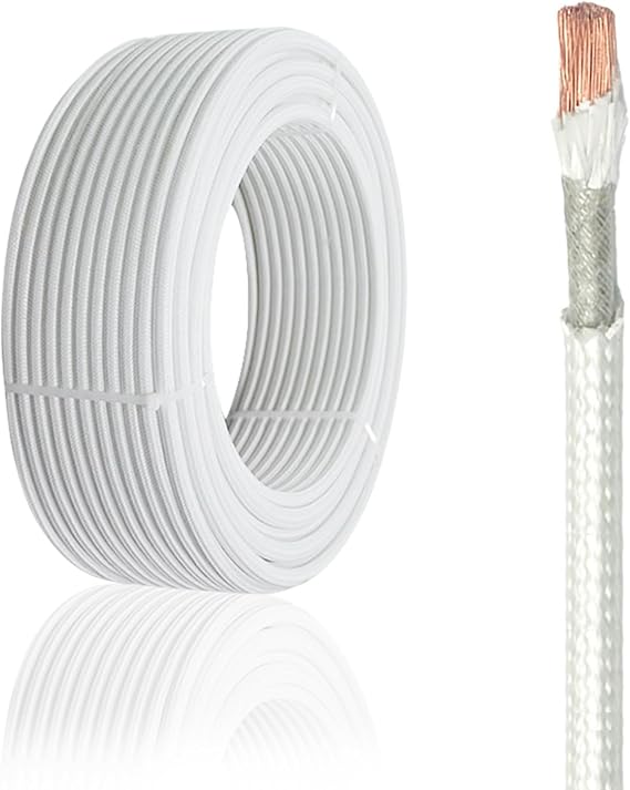 12 AWG High Temperature Wire -76F to 932F | Mica Fiberglass Insulated Copper Cable, Heat/Flexible Resistant for Heaters, Kilns, Boilers & Lamps(15ft,12 AWG)