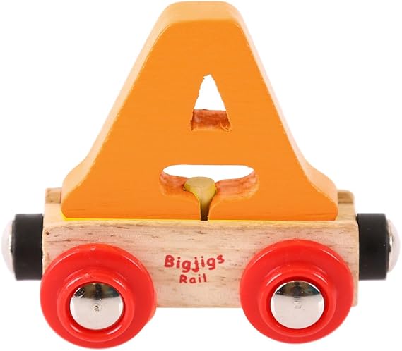 Bigjigs Rail Name Letter A, Orange Personalised Wooden Railway Carriage