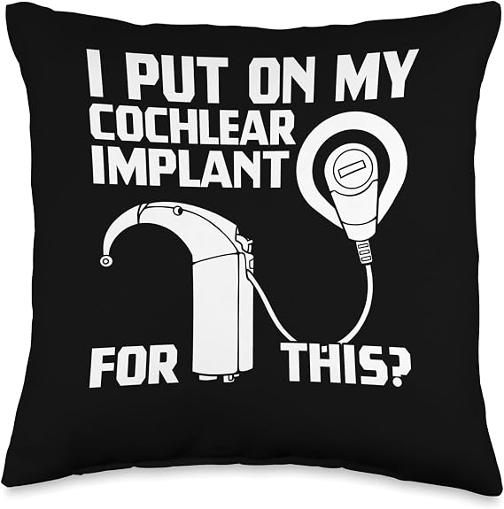 Cochlear Implant Heairing Aid Sound Device Throw Pillow, 16x16, Multicolor