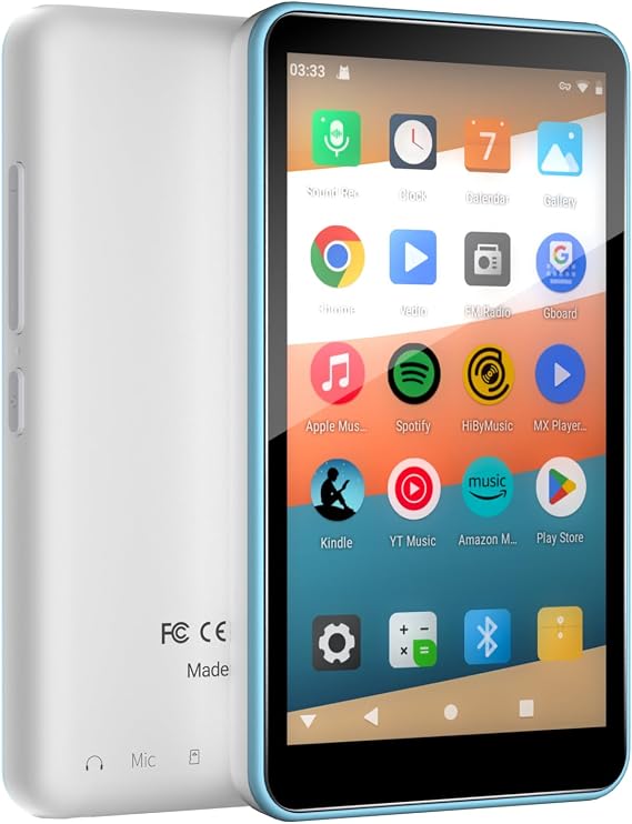Kids MP3 Player with Bluetooth and WiFi, 4" Touch Screen Android 9.0, Up to 144GB Storage Portable Music Player for Study & Travel, with Spotify, Parental Control, FM Radio