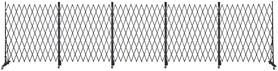 Versare Lock-N-Block Collapsible Security Gate Portable Metal Fence Screen, Wall-Mounted Partition, Room Divider, Rolling & Locking Caster Wheels