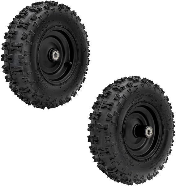 Pair 4.10-6 Go Kart ATV Tubeless Tire with Rim and 6001ZZ Bearings | Front Tires Rims for Scooter Quad Bikes 4 Wheelers