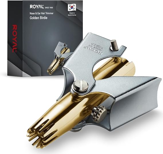 ROYAL Birdie Manual Nose Hair Trimmer for Men, Made in Korea Battery Free Painless Water Resistant Nose Trimmer with 12 Dual Blades, Patented ET-4 Series