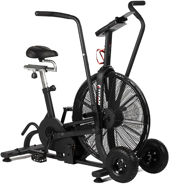 Titan Fitness Fan Bike, Indoor/Outdoor Cycling Exercise Bike with LCD Screen, Stationary Bike for Home Gym, Exercise and Cardio Workout Equipment, Black, 111 LB