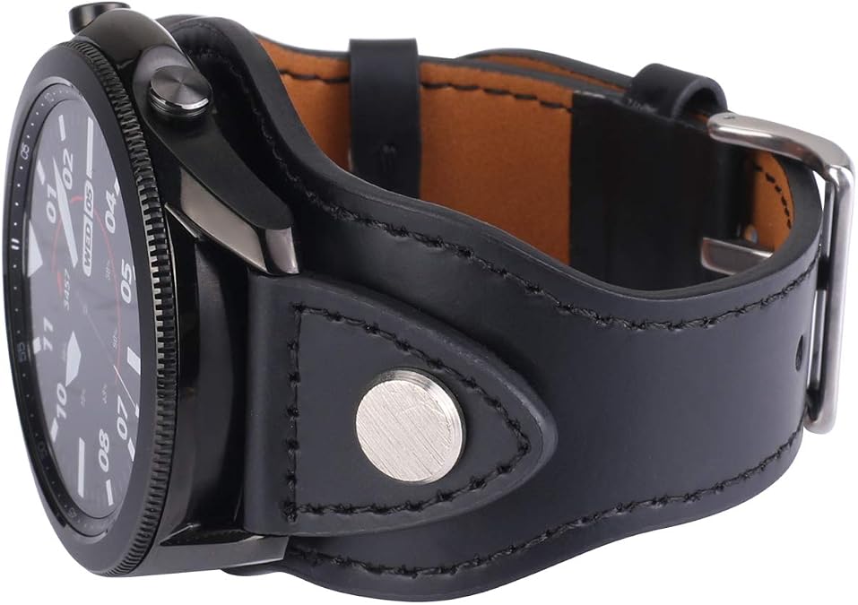 Compatible with Samsung Galaxy Watch 7&FE&6&5&4&3 Band/40mm 44mm/Active 2/Galaxy Watch 5 Pro/Watch 6&4 Classic 43mm/47mm/42mm/46mm/Garmin Venu, 20mm Leather Bracelet Vintage Strap for Men&Women