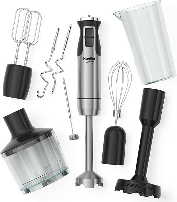 MuellerLiving Immersion Hand Blender - Full Set 7 Attachments, 8 speed