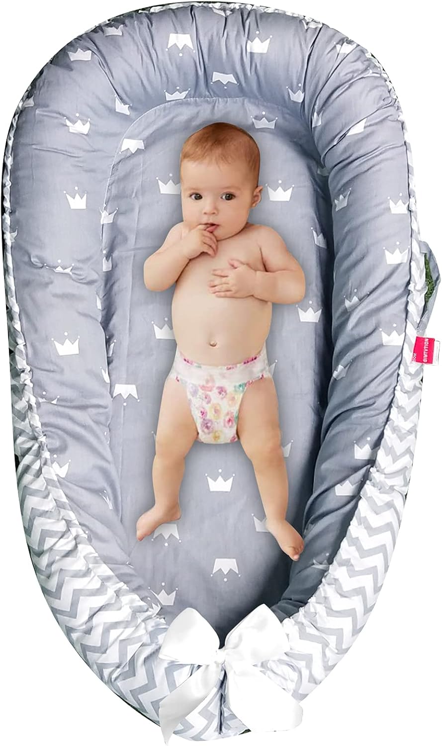 GIMTVTION Baby Lounger Bed, Baby Nest Pod for Newborn, Toddler Sleep cot with Breathable &amp; Hypoallergenic Cotton, Portable Travel Pod 05Wave