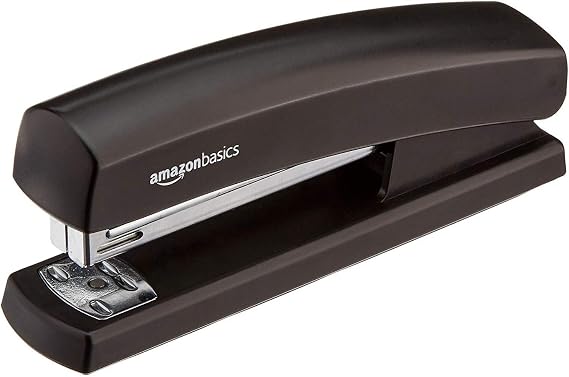 Amazon Basics Stapler with 1000 Staples 10 Sheet Capacity Non-Slip Rubber Foot Home Office Black