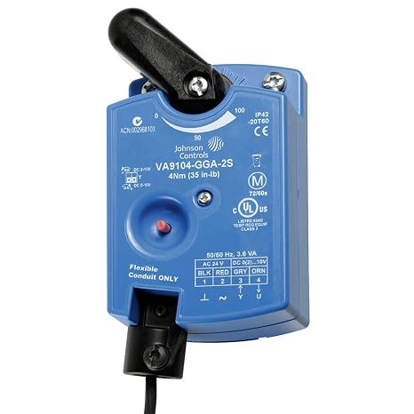 Johnson Controls VA9104-GGA-2S Electric Actuator, 70" lb., On-Off, 24VAC