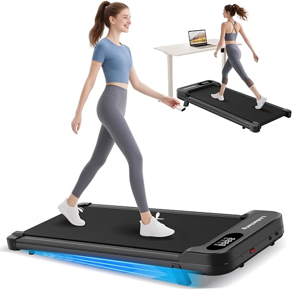 Walking Pad with 5% Incline, Under Desk Mini Treadmill, 2.5HP Portable Lightweight Running Machine with Remote Control, LED Display, 1-8km/h, 330 lbs Weight Capacity for Home Office