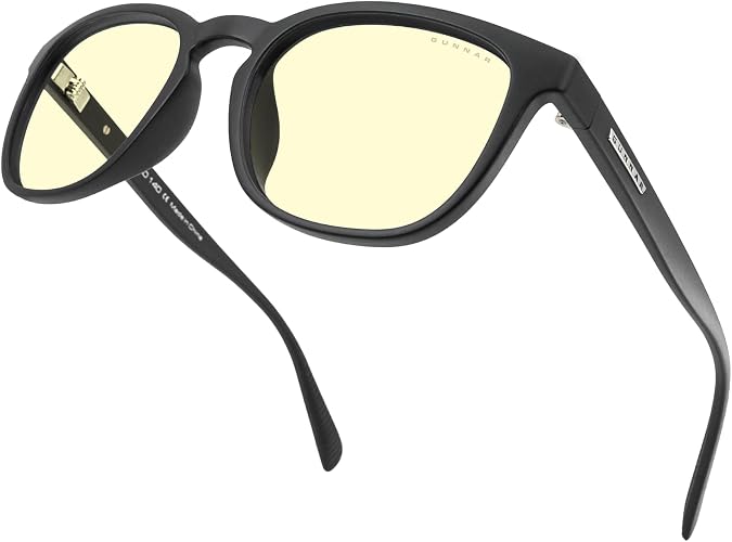 GUNNAR - Premium Gaming and Computer Glasses - Blocks 65% Blue Light - Oakland, Onyx, Amber Tint