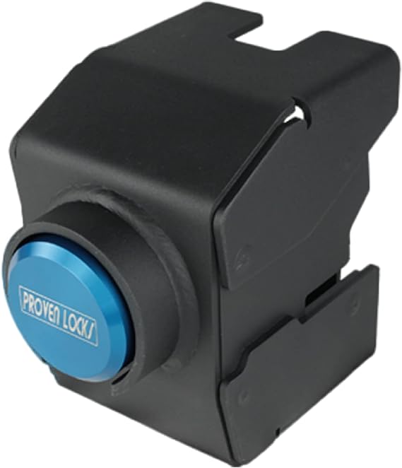 Proven Industries 2517-C Trailer Lock - Fulton Style Couplers, Blue | Fulton-style compatibility, steel construction, secures safety chains for trailer storage, USA-made.