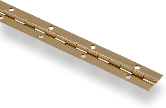 Hillman Brass-Finish Steel Continuous Piano Hinge, 36 x 1-1/2 In