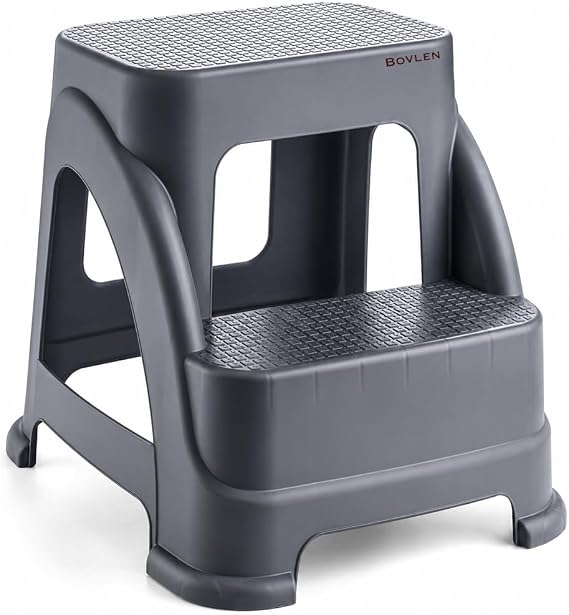 Two-Step Non-Slip Large Size Stool - 120 KG Carrying Capacity - Step Stool - Hard Plastic
