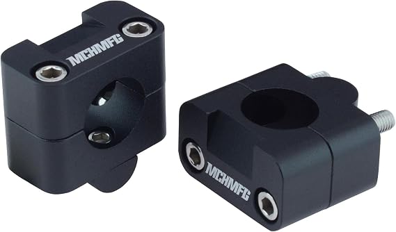 Universal Solid Handlebar Mount Kit For Motorcycle Dirt Bike Adapts solid-mounted triple clamp bar mounts from 7/8" to 1-1/8" and adds a 3/4" riser