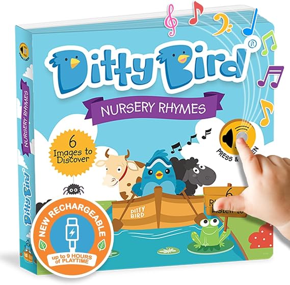 Ditty Bird Musical Books for Toddlers | Interactive Nursery Rhymes Book with Sound Old Macdonalds Farm & More Songs | Fun Baby Book for 1-3 Year Olds | Sturdy Sound Book for Toddlers