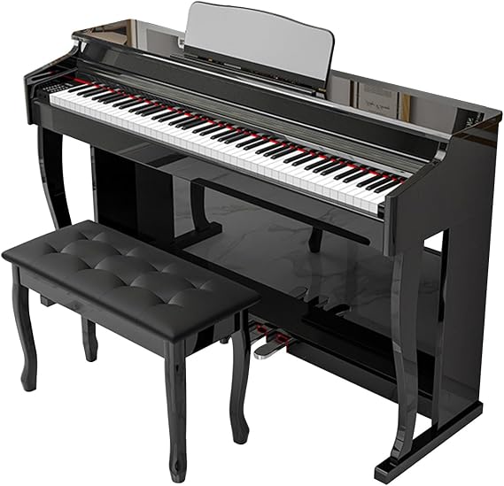 88 Key Electric Piano Hammer Action Keyboard Home Upright Digital Pianos Electronic Piano For Professional Adult With 3 Pedals Support USB-MIDI(Black)