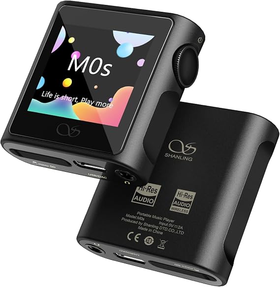 SHANLING M0s Hi-Fi ミュージックプレーヤー MP3プレーヤー Bluetooth ロスレスサウンド ポータブル デジタルオーディオプレーヤー DAP 1.5インチ HD タッチ寿命 10時間 Bluetooth5.0 3.5mm/Type-Cジャック、ブラック