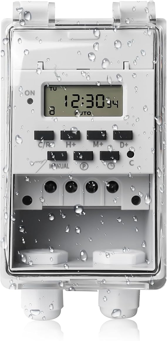 Programmable Time Relay Switch 220V 10A Digital Timer Smart Timer Digital LCD Timer with Waterproof Transparent Cover Wall Mounted Timer