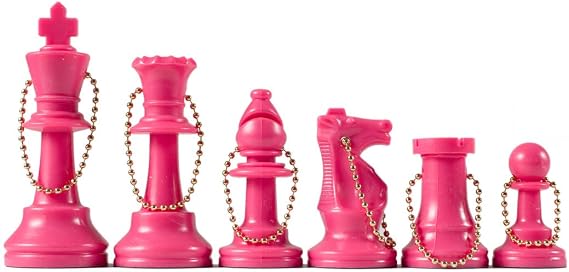Wholesale Chess - Chess Pieces Keychain Set (Pink)