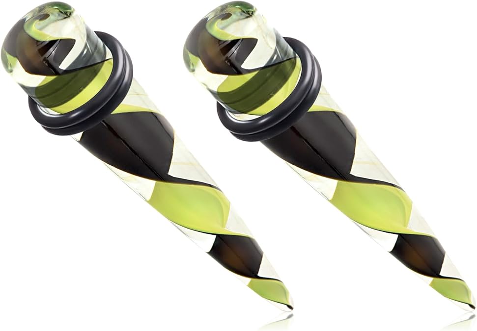 Longbeauty Glass Ear Tapers 4G-12mm Gauges Plugs Colorful Ear Stretching Kit for Women Men Handmade Gauges Earrings Piercing Jewelry
