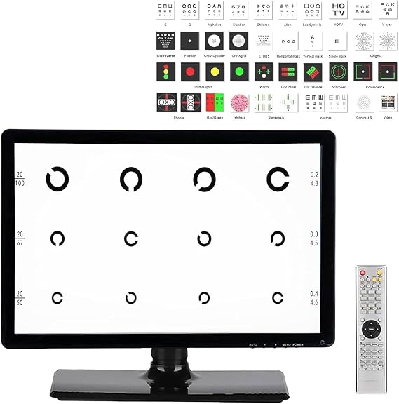 QITUJOUR Digital Optical Vision Meter with Lcd Display and Remote Control, Visual Acuity Chart Digital Featuring Multiple Visual Targets and Display Methods for Professional Optometry Use(18.5in)