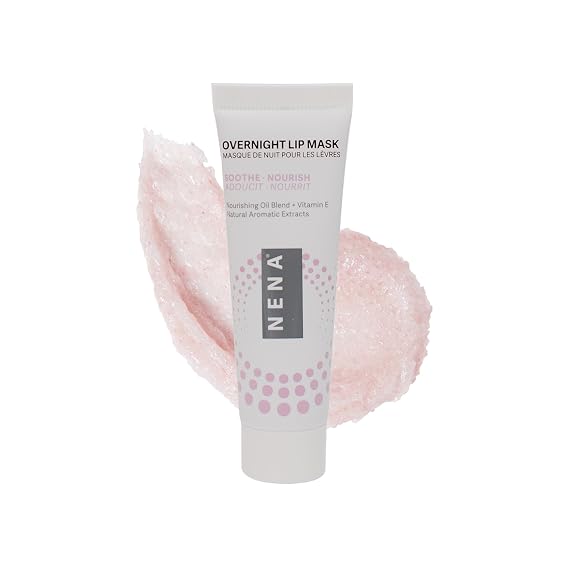 NENA Skincare Overnight Lip Mask - Lip Mask for Women - Deeply Hydrates with Natural Minerals, Nourishing Oils and Butters - Non-Sticky - 0.5 oz.