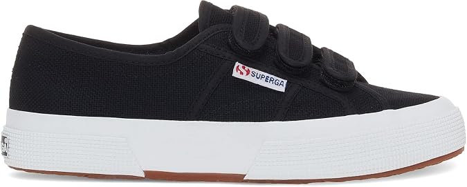 Superga - Unisex 2750 Cot3Strapu Sneakers, Color Black/Fwhite, Size: 9.5 M US Mens/11 M US Womens
