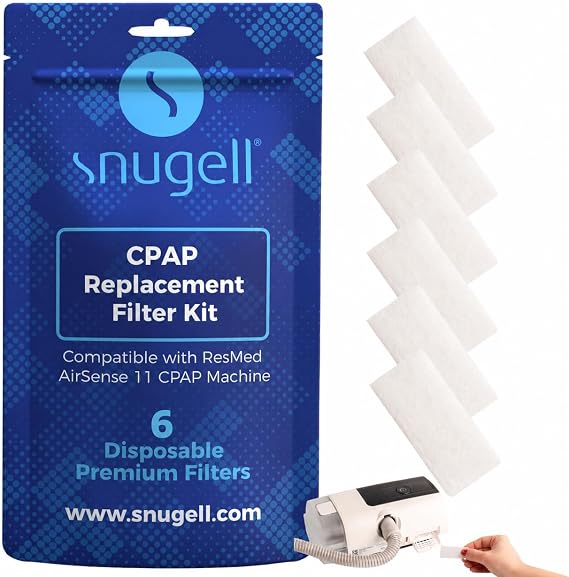 Snugell Disposable AirSense 11 CPAP Filters – 6-Pack– Designed for ResMed AirSense 11 Machines – Travel-Friendly and Easy to Install – Provides Superior Filtration for Clean, Healthy, and Purified Air