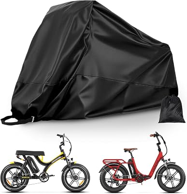 ADDMOTOR Adult Tricycle Cover Electric Trike Covers, Bike Covers waterproof Storage Outdoor for 2 bikes, 210D Heavy Duty Dust Wind Proof Bicycle Cover black