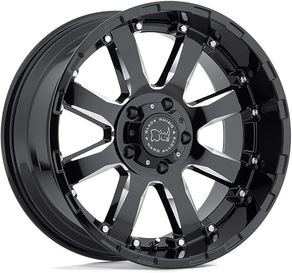 Black Rhino Hard Alloys SIERRA 20X9 6X5.5 5.47 12mm GLOSS BLACK W/MILLED SPOKES - 2090SRA126140B12