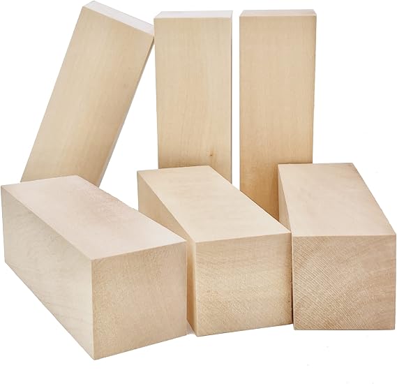 Thiecoc Premium Wood Carving Kit - 6 Basswood Blocks 15x5x5cm for Beginners - Carving Hobby