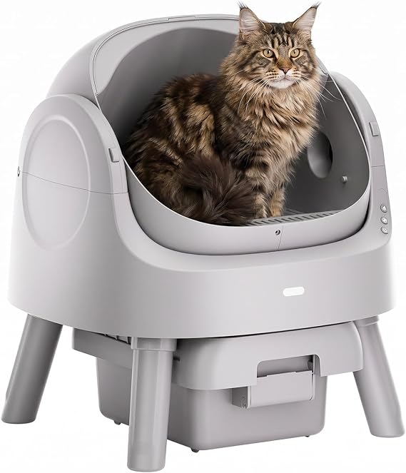 Automatic Litter Box, Self Cleaning Litter Box for Cats, Large Capacity Waste Bin, Open-Top Design, Low Noise Quiet Motor