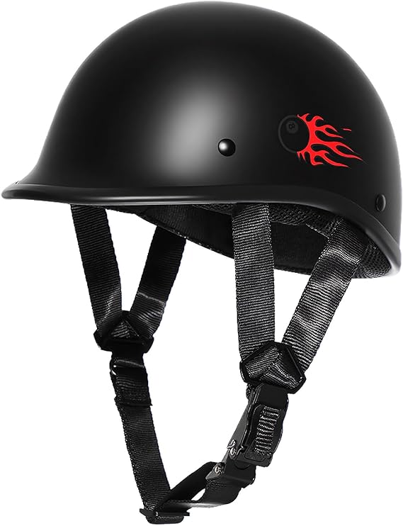 TRIANGLE Half Motorcycle Helmet DOT Approved German Style Open Face Adults
