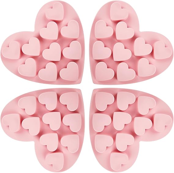 JOERSH 4 Pieces Heart Silicone Molds, Heart Shape Chocolate Candy Molds Non Stick Baking Molds for Valentine's Day Chocolate, Pudding, Cake, Candy, Jelly, Soap