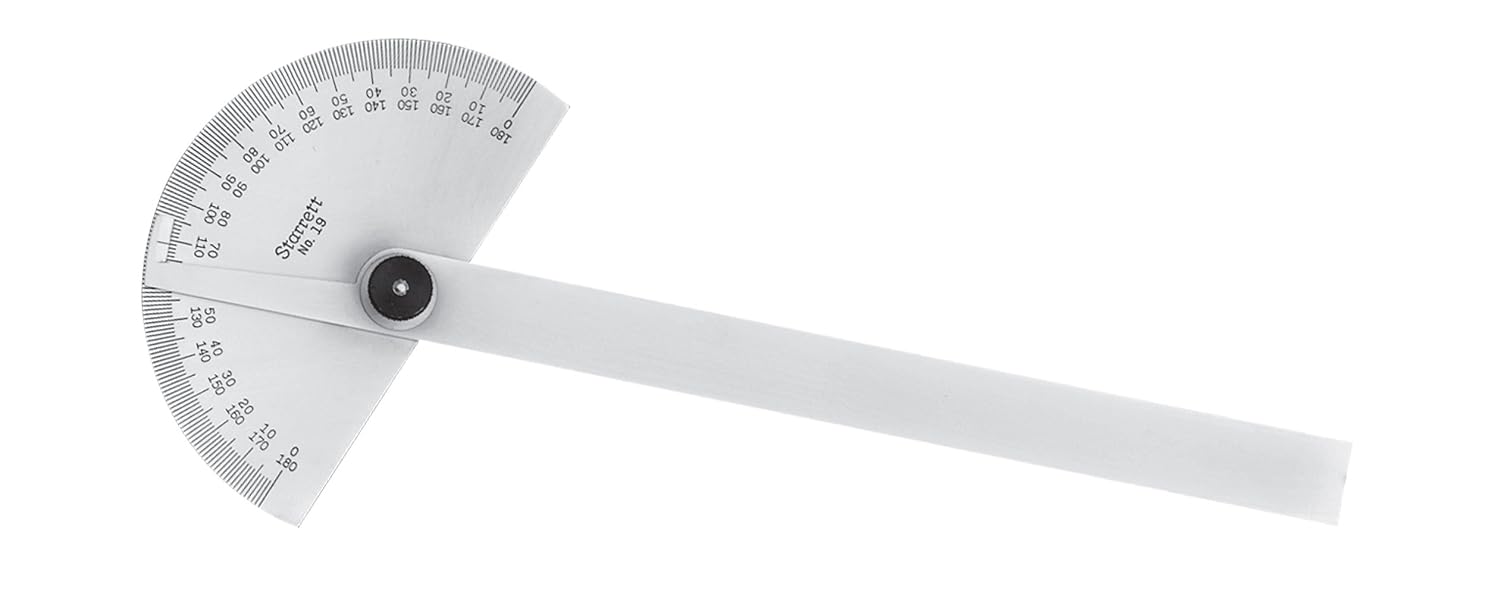 Starrett Steel Protractor with Double Graduations - Ideal for Setting Bevels, Transfer Angles, Small Squaring - 6 Blade Length, 0-180
